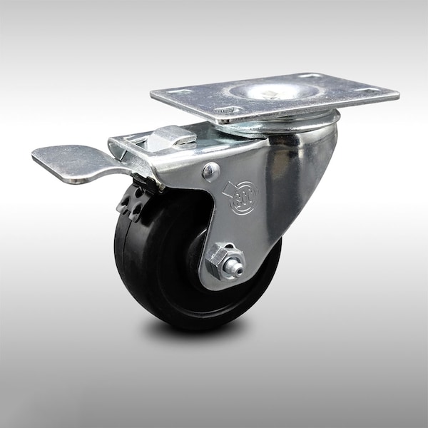 3 Inch SS Soft Rubber Top Plate Caster with Total Lock Brake
